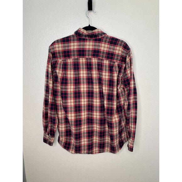 Faded Glory Mens Plaid Long Sleeve Button-Up Shirt Large Cotton Red/Khaki Casual - Picture 3 of 6